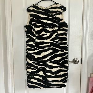 Oscar De La Renta Zebra Print Midi Dress